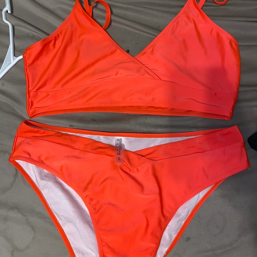 Peach/Coral/Pink Two Piece Swimsuit Set